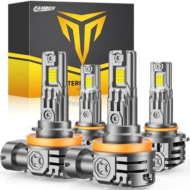 Termitor H11/H9/H8 9005/HB3 LED Light Bulbs Combo, 100000 1100％ Brighter, 6500K White LED Bulb, 10-Year Lifespan with Cooling Fan, 1:1 Halogen Size, Non-Polarity Plug and Play, Pack of 4