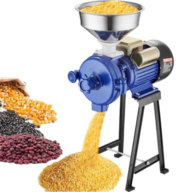 VEVOR Electric Grain Mill Grinder, 3000W Spice Grinders, Commercial Corn Mill with Funnel, Thickness Adjustable Powder Machine, Heavy Duty Feed Flour Cereal Mill Wheat Grinders, Dry Grinder