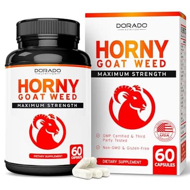 Horny Goat Weed For Men and Women - [Maximum Strength 1590mg] - Maca, Ginseng, L-Arginine, Tribulus - Premium Hornygoatweed - Icariin Epimedium - 3rd Party Tested - USA Made - 60 Count