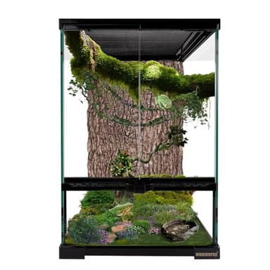 waazoorep 11 Gallon Reptile Glass Tank Vertical Terrarium 12"x12"x18" Habitat Enclosure with Front Openning Door and Top Screen Ventilation for Geckos, Snakes,Tree Frogs,Chameleon