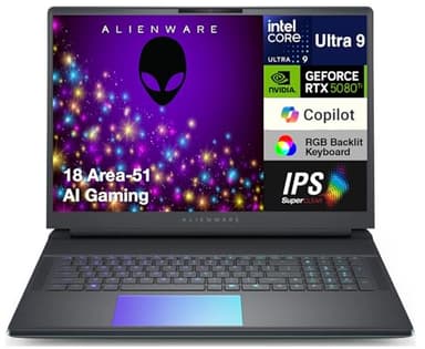 Alienware 18 Area-51 AA18250 AI Gaming Laptop 18" 144Hz IPS WQXGA Display (Intel Ultra 9-275HX, GeForce RTX 5080 16GB, 32GB DDR5, 1TB PCIe SSD, RGB KB, 2 Thunderbolt 4, Win 11 Pro) (Renewed)