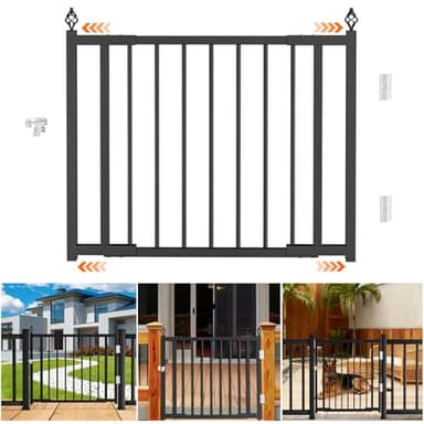 Upgraded Expandable 3 to 4 FT.W x 37in.H，Heavy-Duty Deck Gates Outdoor with Latch, No Cutting Required，Outdoor Dog Gate， Fence Gate, Suitable for Decks, Patios, Gardens, Yards, (Auto-Closing Hinge)
