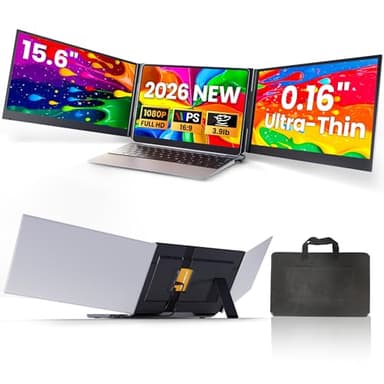 Laptop Screen Extender, 15.6" Ultra Light & Thin Triple Portable Monitor for Laptop with 1080P FHD IPS Display, Two Cable USB-C/HDMI Plug-Play Monitor Extender for Mac/Win/Android, Fits 13-17" Laptops