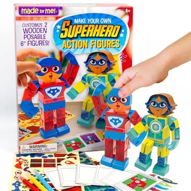 Made By Me Build & Paint Your Own Wooden Toys, DIY Wood Craft Kit, Easy to Assemble, Superhero Action Figures