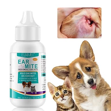 Ear Mites Treatment for Dogs & Cats - Cat Ear Mite Treatment with Aloe Vera, Kills on Contact & Soothes Itching, Vet-Recommended Formula for Pets Ear Cleaning, Fast-Acting 0.75oz Bottle