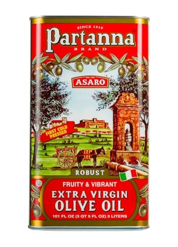 Partanna Robust Extra Virgin Olive Oil - Premium 100% Castelvetrano Oil - High Polyphenol - First Cold Pressed - Early Harvest in Sicily - Award Winning Italian EVOO -Monovarietal -101 fl oz (3 L) Tin