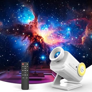 3D Galaxy Projector with 60 Immersive Themes, HD Immersive Star Projector with Bluetooth Speaker & Timer, Aurora Nebula Projector Night Light for Room/Christmas/Party/Birthday (White)