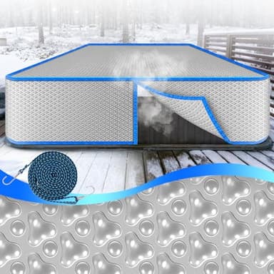 Angooni 91" L x 91" W x 23" H Thermal Bubble Cover - Waterproof Hot Tub Pool Cover with Elastic Straps for Wind Resistance, Thermal Spa Cover for Heat Preservation Fits 91" Square Hot Tub