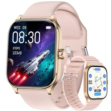Smart Watch for Women Men with Text and Call, 2025 New AI Smartwatches with Heart Rate/SpO2/Sleep/Stress Monitor, 100+ Sports Modes, GPS Fitness Watches Compatible with iOS/Android (Map, Pink)