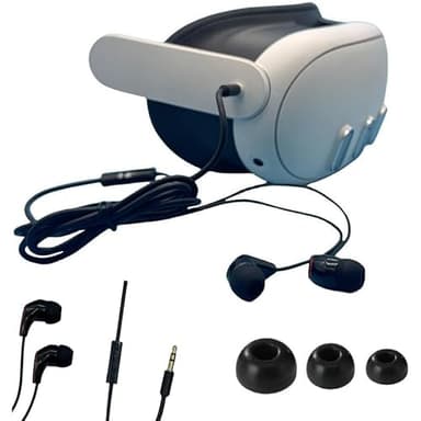Coyktonty in-Ear Headphones for Meta Quest 3,Stereo Noise Cancelling Headphones Accessories with 3 Sizes Silicone Caps
