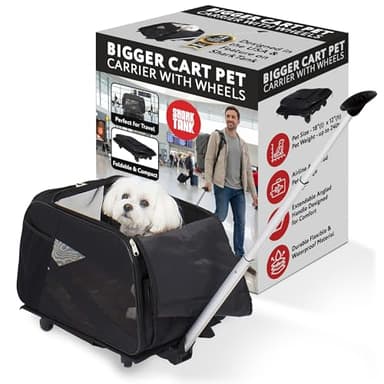 dbest products Rolling Pet Carrier with Wheels Airline Approved - TSA Dog Cat Carrier for Airplane Travel - Wheeled Pet Carrier 18x12x20 for Pets up to 24lbs - Collapsible Travel Bag