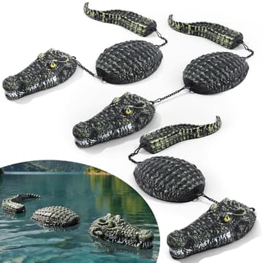 Mysora 3 Pack 3-Segment Floating Alligator Decoy 31.5inch Plastic Fake Crocodile Sculpture for Pond Pool Duck Deterrents Realistic Alligator Pool Float for Yard Outdoor Garden Decoration