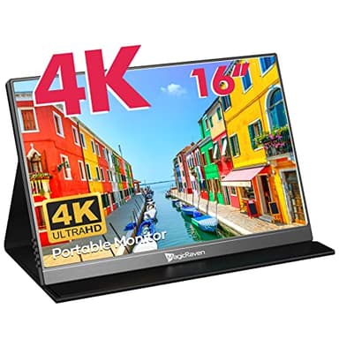 MAGICRAVEN 4K Portable Monitor, 16" 3840x2400 IPS Laptop Screen, 1500:1, 400 Nits Screen USB C HDMI Computer Gaming Display with Speakers & Smart Cover, Travel Monitor for PC Phone PS5/4 Xbox Switch