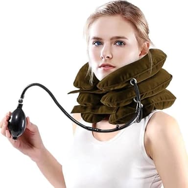 Cervical Neck Traction Device, Neck Stretcher, Neck Traction Device for Neck Pain Relief, Cervical Neck Traction Device, Inflatable Neck Brace & Neck Decompression(Khaki Brown)
