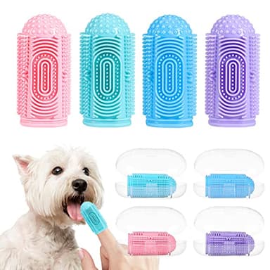 LDIIDII Dog Toothbrush 4 Pack Dog Tooth Brushing Kit Dogs Finger Toothbrush for Teeth Cleaning & Dental Care Cat Toothbrushs Doges Tooth Brush Puppy toothbrushs Pet Toothbrushes Finger Brush