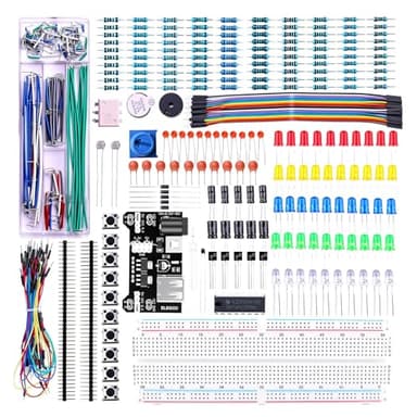 ELEGOO Upgraded Electronics Fun Kit w/Power Supply Module, Jumper Wire, Precision Potentiometer, 830 tie-Points Breadboard Compatible with Arduino, STM32