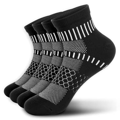 IRAMY Ankle Compression Socks for Men Women Cushioned Running Athletic Socks Plantar Fasciitis Relief 2 Pairs