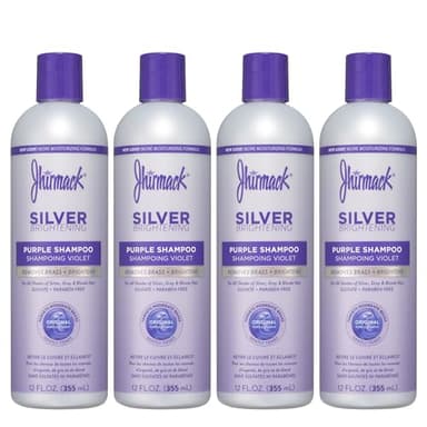 Jhirmack Silver Brightening Purple Shampoo Set of 4 for all types of silver, grey, and blonde hair