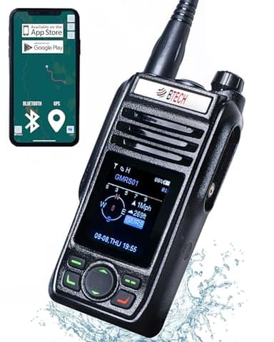 BTECH GMRS-PRO 5W Long-Range GMRS Radio – IP67 Waterproof, Bluetooth VOX, GPS, Texting, NOAA, Compass, Dual-Band Scanner, Off-Grid Location Sharing, Two-Way Walkie Talkie