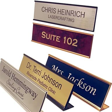 Lasercrafting Custom Engraved Name Plate for Desk, Office Door & Wall | Personalized Nameplate Sign Plaque - Name Tag With Holder 2x8 2x10 2x12