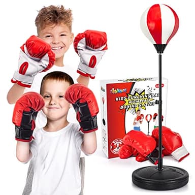 ShyLizard Punching Bag for Kids Included 2 Pack Boxing Gloves, Boxing Toy Sets with Height Adjustable Stand for Boys, Sports Gifts for Boys & Girls Age 5,6,7,8,9,10 Years Old