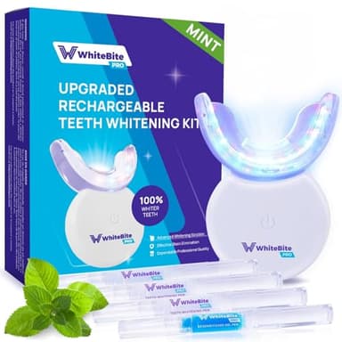 Whitebite Pro Teeth Whitening Kit for Sensitive Teeth – LED Light + 35% Carbamide Peroxide Gel + Remineralizing Gel | Premiuml-Grade Results at Home