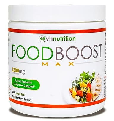 VH Nutrition | FoodBoost MAX | 1300mg Appetite Stimulant* Weight Gain Pills* for Men and Women | Formulated with Gentian, Turmuric, Fennel | 120 Capsules