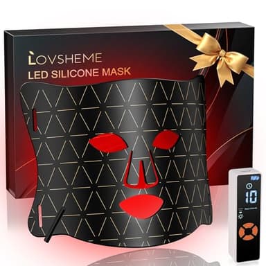Lovsheme Red Light Therapy for Face, Enhance LED Face Mask Light Therapy for Acne, Wrinkles & Skin Rejuvenation, 3 Light Modes & Timing Settings, Eye Protection, Portable LED Face Mask Home Skincare