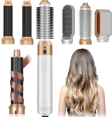 Hair Dryer Brush 5 in 1, Negative Ion Blow Dryer Brush Set - 110,000 RPM High-Speed Hot Air Brush Air Styler Curling Wrap Air Curler -Curling Iron Hair Styling Tool for Straight Curl Drying Smoothing