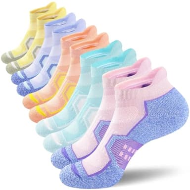 SAPJYA Womens Ankle Comfort Cushioned Anti-blister Wicking Athletic Running Socks 5 Pairs