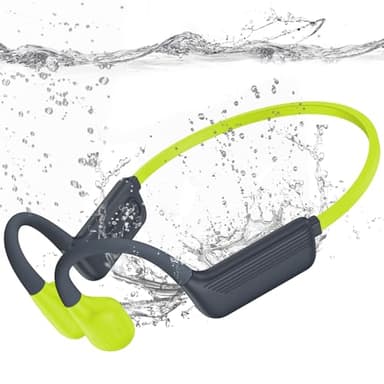 MARLALL Swimming Headphones-Bone Conduction Headphones, IP68 Waterproof Open Earphones, LiteSurge Bluetooth 5.4 Underwater Sport Earbuds with 32 GB MP3 Memory for Swimming, Marathon-Neon Green