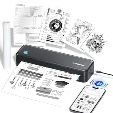 TYPONOS Portable Printers, D820 Wireless Bluetooth Support 2" to 8.5" Width Thermal Paper & 8.5"x11" US Letter Size, Thermal Printers for Home Use Suitable for Phone & PC (Black,1pack)