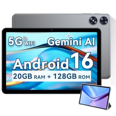 SVITOO 10 Inch Tablet, Android 16 Tablet for Kids Adults, Octa-Core, 20GB RAM 128GB Storage 1TB Expandable, Dual Cameras 8MP 2MP, Split Screen, 6600mAh GPS Dual Speakers Face Unlock WiFi- Gray