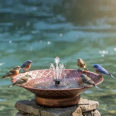 Bird Bath for Outside, 12.6" Solar Powered Bird Bath with Fountain, Metal Bird Bath Bowl, Outdoor Patio Lawn Decor (Bronze)