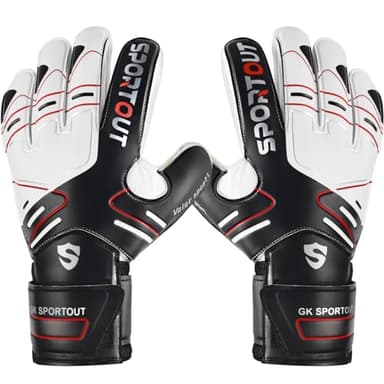 Sportout Youth&Adult Goalie Goalkeeper Gloves,Strong Grip for The Toughest Saves, with Finger Spines to Give Splendid Protection to Prevent Injuries,3 Colors (Black, 10)