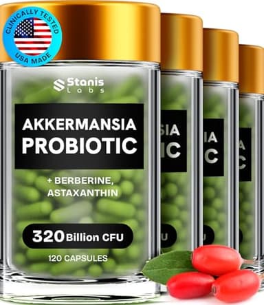 Akkermansia Muciniphila Probiotics 320 Billion CFU| GLP-1 Probiotic and Prebiotic | Akkermansia Probiotics for gut health | Inulin Prebiotic Fiber Capsules Astaxanthin & Berberine & Chromium 480 count