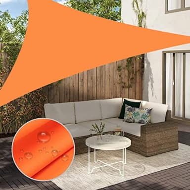 Neween Shade Sail, 6'7''x 6'7''x 6'7'' Sun Shade Sail Triangle Waterproof for Patio Yard Deck Pergola Outdoor Sun Sail Shade 98% UV Block Sunshade Orange Color