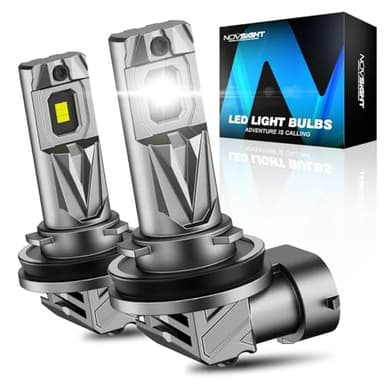 NOVSIGHT 𝐇11 Fog Light Bulbs - 1:1 Mini Size 𝐇11/𝐇8/𝐇9 Fog Bulbs, 600% Bright 6500K White Fanless LED Light Bulbs, Easy Install, Plug and Play, Pack of 2