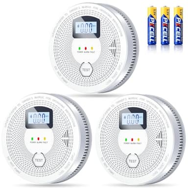 Smoke Detector and Carbon Monoxide Detector Combo with LED Indicators, 2 in 1 CO & Smoke Alarm, Battery Operated Smoke and Carbon Monoxide detectors 3-Pack