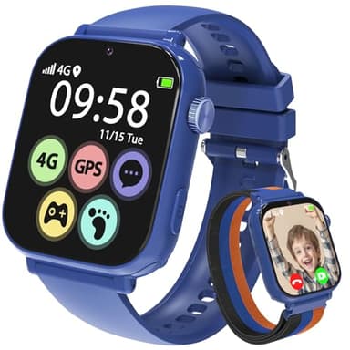 AXYWINBO Kids Smart Watches for Boys Girls 4g GPS Call Text-Smart Watch for Kids Game Camera Pedometer Alarm Clock Calculator-Kid Watches Gifts for Boys Girls 4-12 Blue