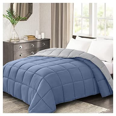 Homelike Moment Comforters Queen Size - Blue Duvet Insert Down Alternative Bed Queen Comforter, Lightweight Bedding Comforters Full Size Quilted Soft All Season Reversible Blue/Grey