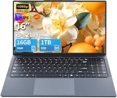 16 Inch Ultra large memory Gaming Laptop,16GB RAM 1TB SSD, i5 up to 3.60GHZ Laptops 1920 x 1200 HD Display, WiFi5, Webcam, BT5.0, Mini HDMI, RJ45, Backlit Keyboard Laptops Computers,gaming computer