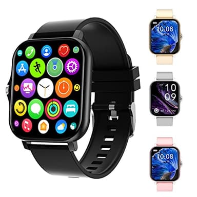 Smart Watch with Text & Call, Smartwatch for iOS Android Compatible, 1.7" HD Touchscreen Fitness Track, IP68 Waterproof, Step Track & Sleep Monitor, Multi-Sport Mode for Men & Women (Black)