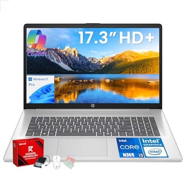 HP 2025 17-inch Laptop Computer - 17.3" HD+ Anti-Glare Display, Intel 8-Core i3-N305, Win 11 Pro, Ai Copilot, Numeric keypad, HDMI, Wi-Fi 6, for School & Office, w/Accessories(16GB RAM | 512GB SSD)