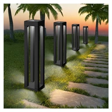 Solar Powered Outdoor Floor Lamp, Stainless Steel Solar Street Lights, Solar Floor Lamp Waterproof Deck Lights for Garden, Yard, Pathway, Porch