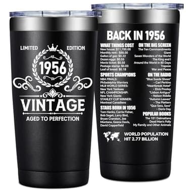 Loecuxe 70th Birthday Gifts for Men - 1956 Vintage 70th Birthday Decorations for Men - Turning 70 Year Old Gifts for Him - Back in 1956 Tumbler 20 oz