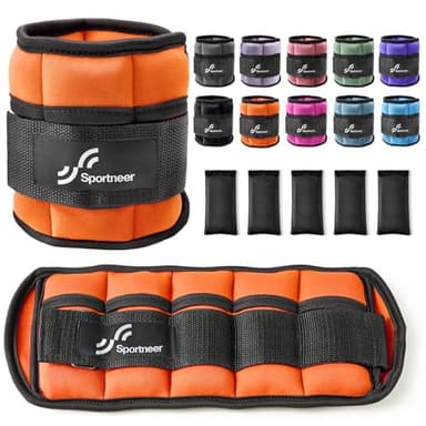Adjustable Ankle Weights, 4.6 kg Sportneer 1 Pair Wrist Weights Arm Leg Weight Straps Equipment for Indoor Outdoor for Fitness, Walking, Jogging, Workout, 5 lb Per Ankle 10 lb Per Pair