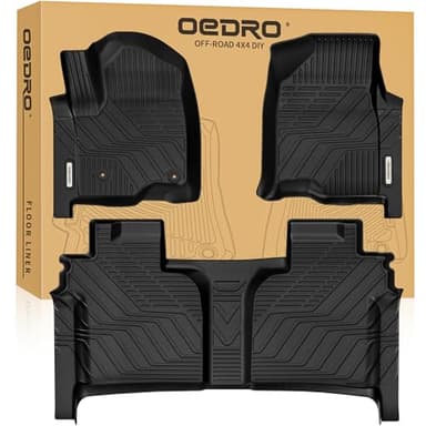 OEDRO Upgraded Floor Mats for 2019-2026 Chevy Silverado/GMC Sierra 1500 Crew Cab & 2020-2026 Silverado/Sierra 2500HD 3500HD, Bucket Seat, All Weather Custom Fit Silverado Accessories Floor Liners