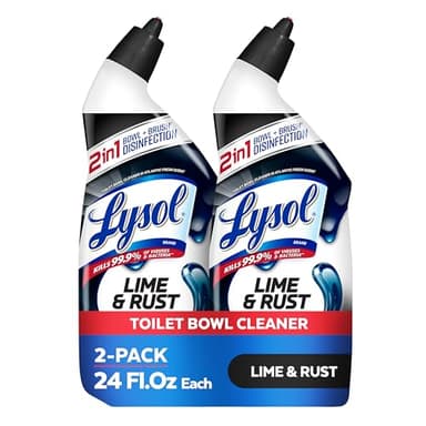 Lysol Lime & Rust Toilet Bowl Cleaner Liquid, For Limescale, Rust & Hard Water Stains, Septic Safe, Clinging Gel, Disinfects, Sanitizes & Deodorizes, Bathroom Cleaning Supplies, 24oz (2 Pack)