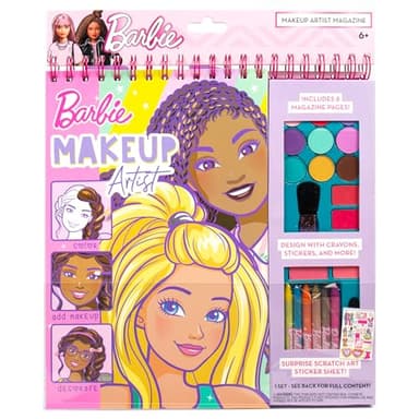 Horizon Group USA Barbie Magazine - Create Hair & Makeup Looks with 130+ Stencils, 180+ Stickers, Crayons & Pretend Makeup